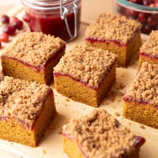 Fluffy Pumpkin Cranberry Coffee Cake