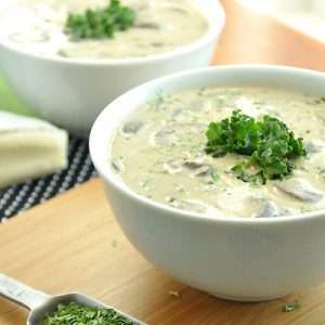 Creamy Mushroom Brie White Bean Soup