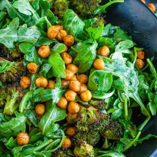 Roasted Broccoli Salad with Arugula and Chickpeas
