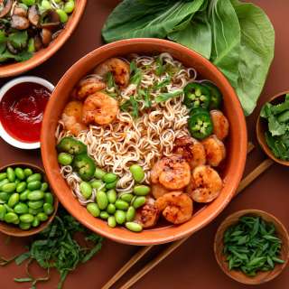 Sriracha Shrimp Ramen Noodle Soup