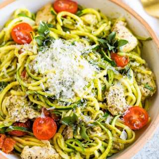 Pesto Zucchini Noodles with Chicken