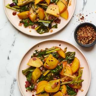 Sautéed Beet Greens with Roasted Beets