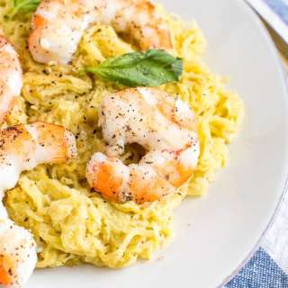 Pesto Spaghetti Squash with Shrimp