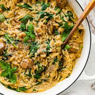 One Pan Chicken Sausage and Orzo