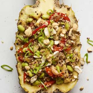 Pineapple Fried Quinoa in a Pineapple Boat
