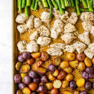 Lemon Garlic Chicken + Veggies Sheet Pan Meal