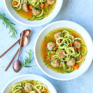 Chicken Meatball Zoodle Soup