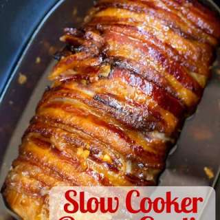 Slow Cooker Bacon Garlic Pork Loin