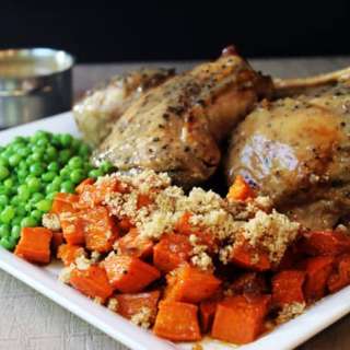 Slow Cooker Turkey with Gravy, Candied Sweet Potatoes & Green Peas