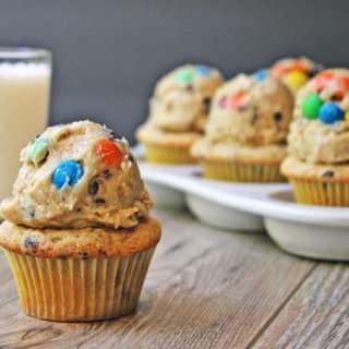 Monster Cookie Dough Cupcakes