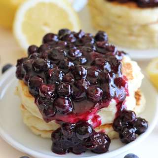 Lemon Ricotta Pancakes with Blueberry Sauce