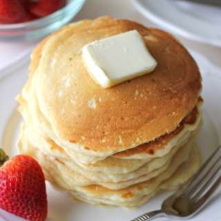 Buttermilk Pancakes with Strawberry Sauce
