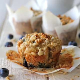 Blueberry Oatmeal Muffins with Granola Crumb Topping