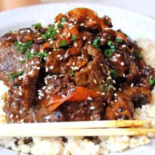 Spicy Tangerine Beef with Carrot Ribbons