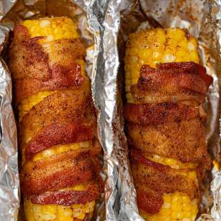BBQ Bacon Wrapped Corn on the Cob
