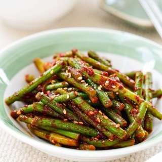 Maneuljjong Muchim (Spicy Garlic Scapes)