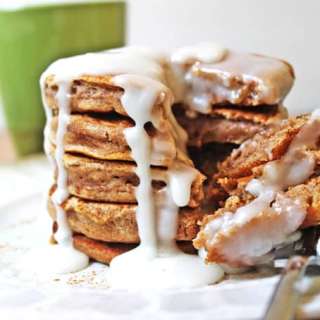 Cinnamon Roll Pancakes with Icing