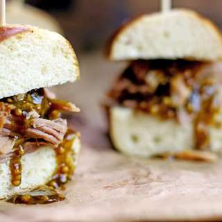Honey Mustard Pulled Pork Pretzel Sliders