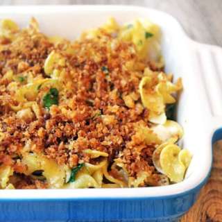 Baked Chicken Caesar Pasta with Buttery Cracker Crust