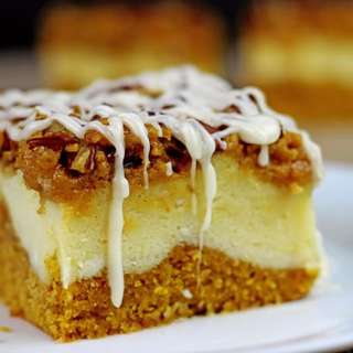 Cheesecake Filled Pumpkin Bread Bars