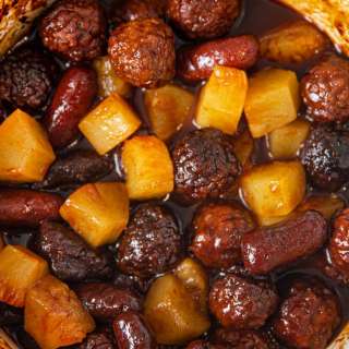 Slow Cooker Meatball Pineapple Smokies