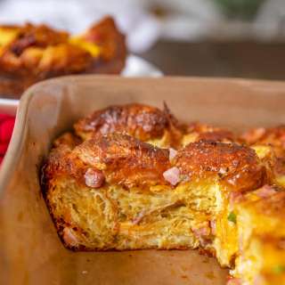 Ham and Cheese Croissant Breakfast Casserole
