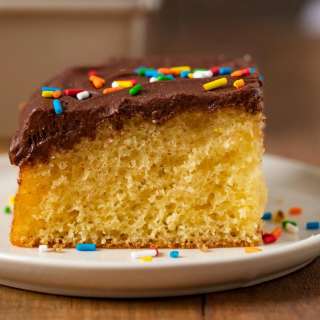 Yellow Sheet Cake with Chocolate Frosting