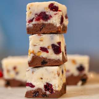 Chocolate Vanilla Fruit and Nut Fudge