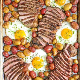Sheet Pan Steak Eggs and Potatoes