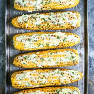 Roasted Corn with Garlic Herb Buttery Spread