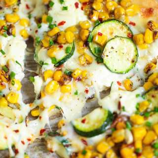 White Zucchini Corn Pizza