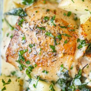 Chicken and Potatoes with Garlic Parmesan Cream Sauce