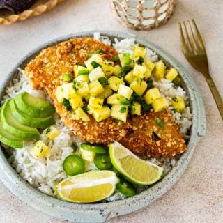 Macadamia Crusted Chicken with Pineapple-Jalapeno Salsa