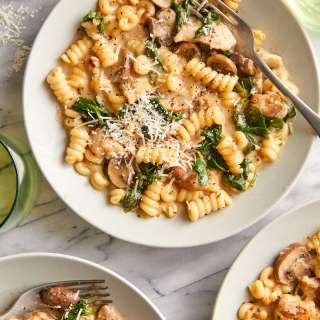 One Pot Creamy Chicken and Mushroom Pasta