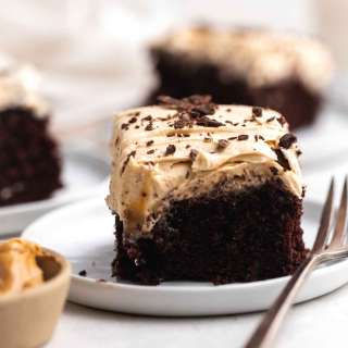 Peanut Butter Chocolate Poke Cake