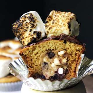 S'mores Cookie Dough Cupcakes