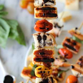 Caprese Cheese Kabobs with Balsamic Reduction