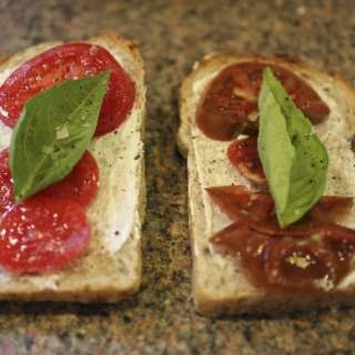 Tomato, Red Onion and Basil Sandwich
