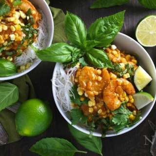 Shrimp and Corn Coconut Curry with Noodles