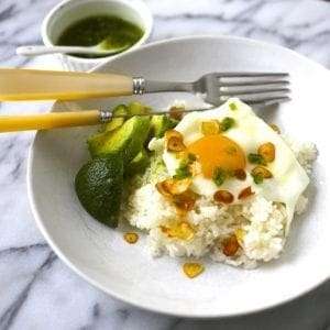 Garlic Fried Rice with Eggs and Chile Vinegar
