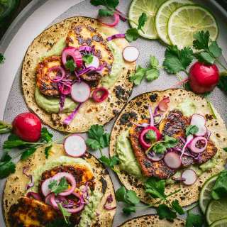Spiced Halloumi Tacos with Avocado Crema