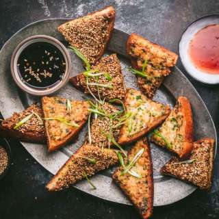 Crispy Shrimp Toast with Sweet and Spicy Dipping Sauce