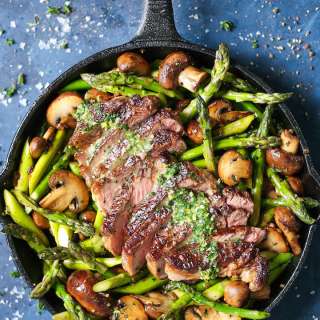 One Pan Steak and Veggies with Garlic Herb Butter