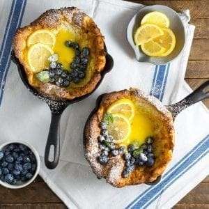 Dutch Baby Pancakes with Lemon Curd and Blueberries