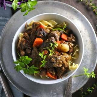 Savory Beef Stew with Mustard and Brandy