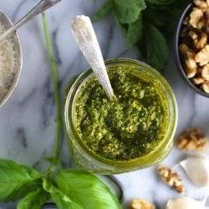 Basil Pesto with Walnuts and Pecorino