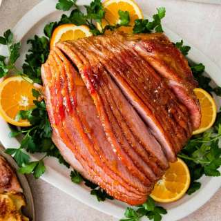 Brown Sugar Peach Baked Ham (w/ Bourbon option)
