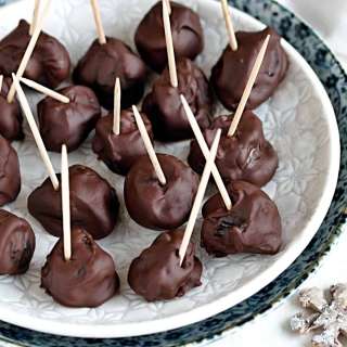Almond Stuffed Prunes in Chocolate Glaze