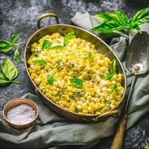 Easy Creamed Corn with Basil