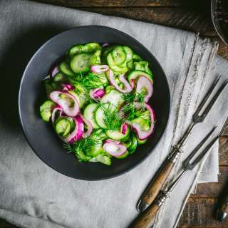 Swedish Cucumber and Red Onion Salad with Dill